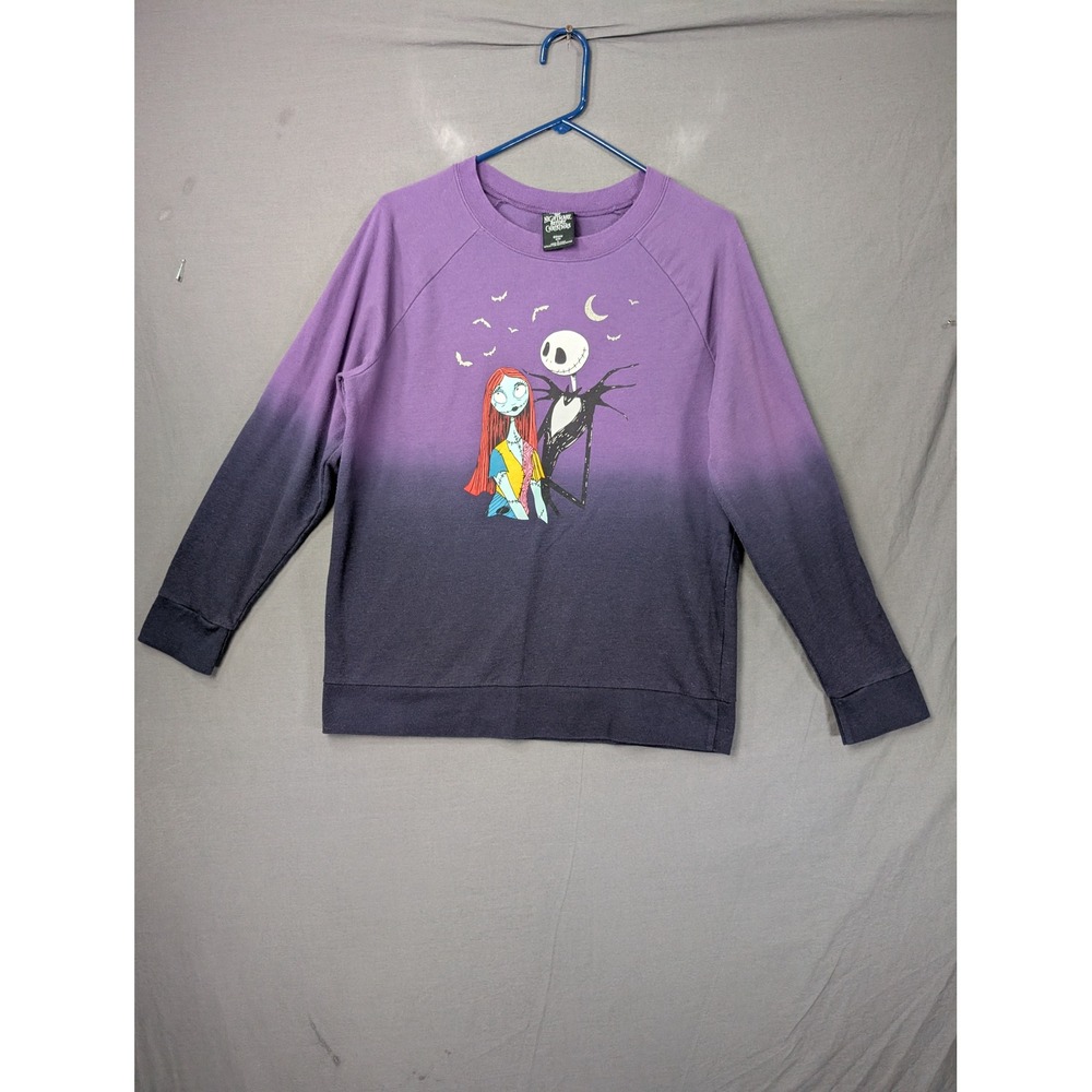Disney Nightmare Before Christmas Jack Sally Ombre Sweatshirt Purple Large